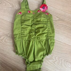 Gymboree green and floral one piece